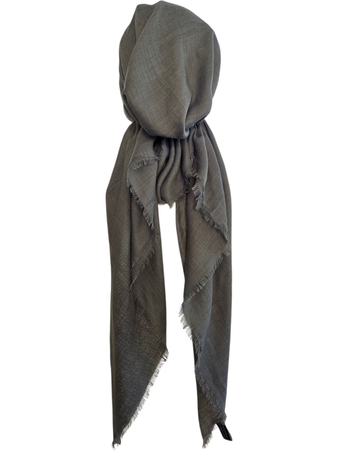 Grayish green solid  - soft fringes pretied tichel