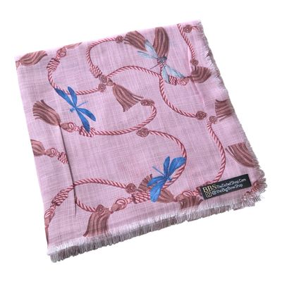 Pink - Silken Loops - Soft Fringes Square Tichel