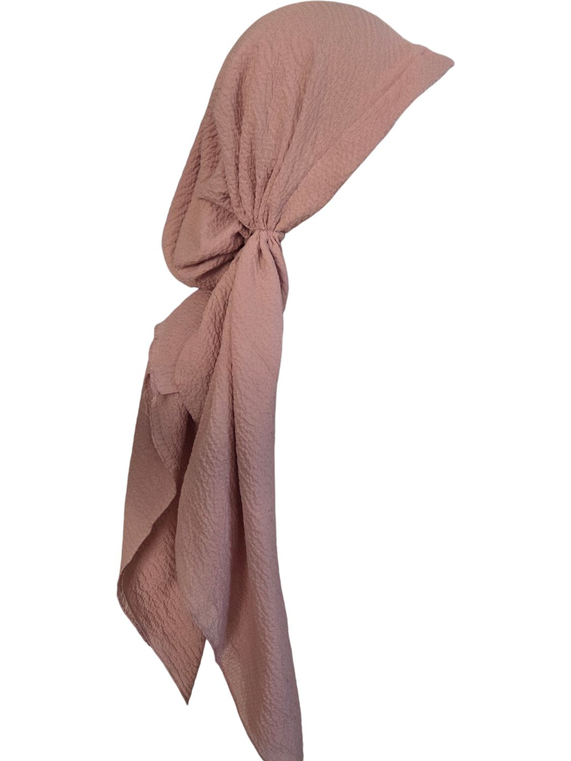 Light pink textured solid pre-tied tichel