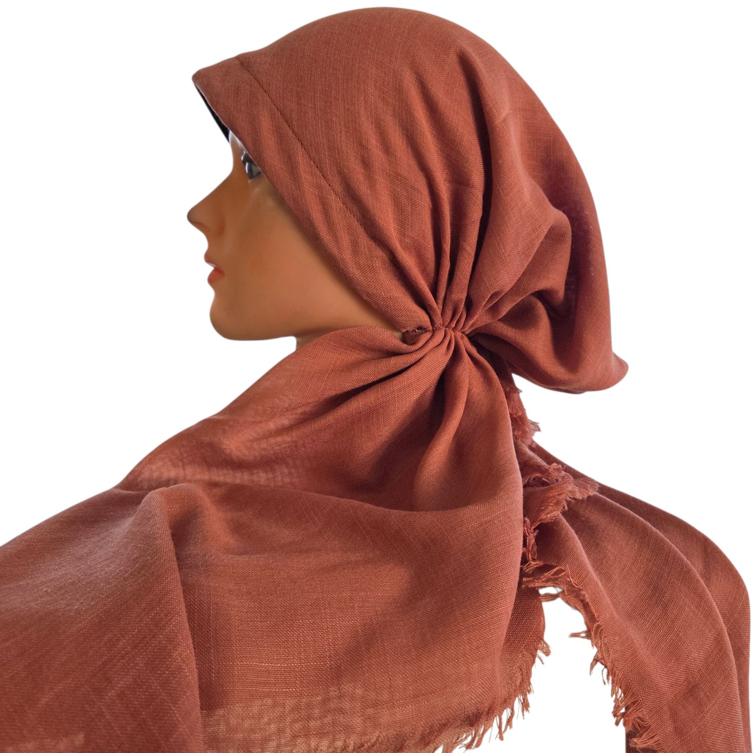 Light copper solid  - soft fringes pretied tichel