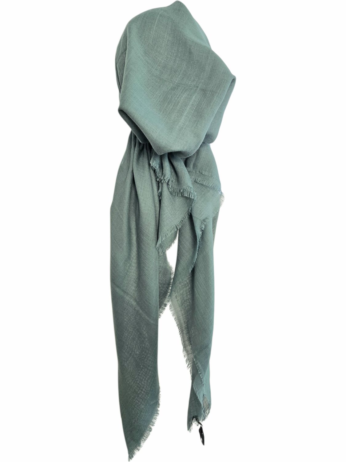 Ocean green solid  - soft fringes pretied tichel