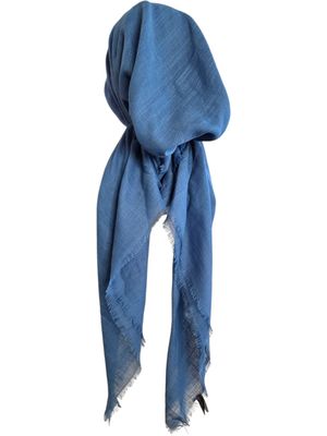 Petrol blue solid  - soft fringes pretied tichel