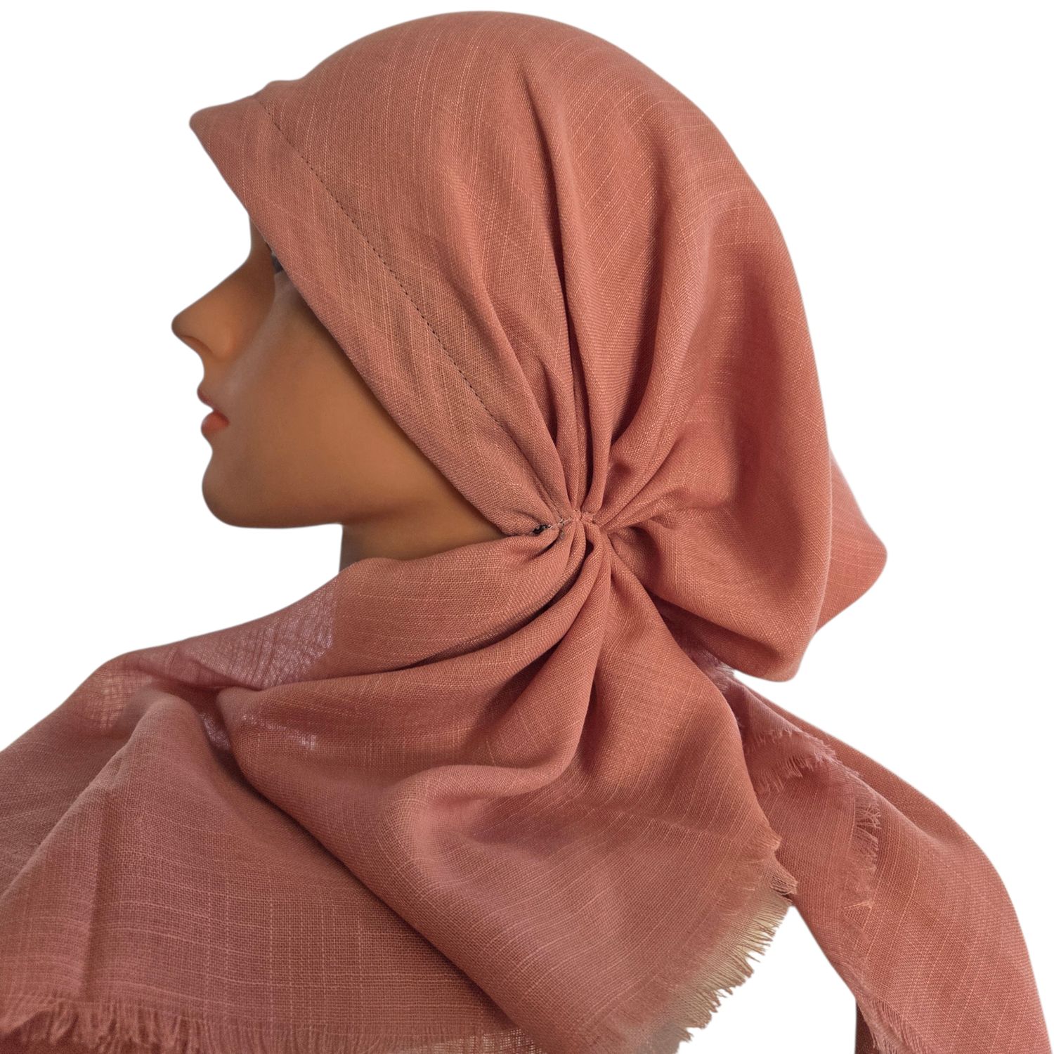 Pinky mauve solid  - soft fringes pretied tichel