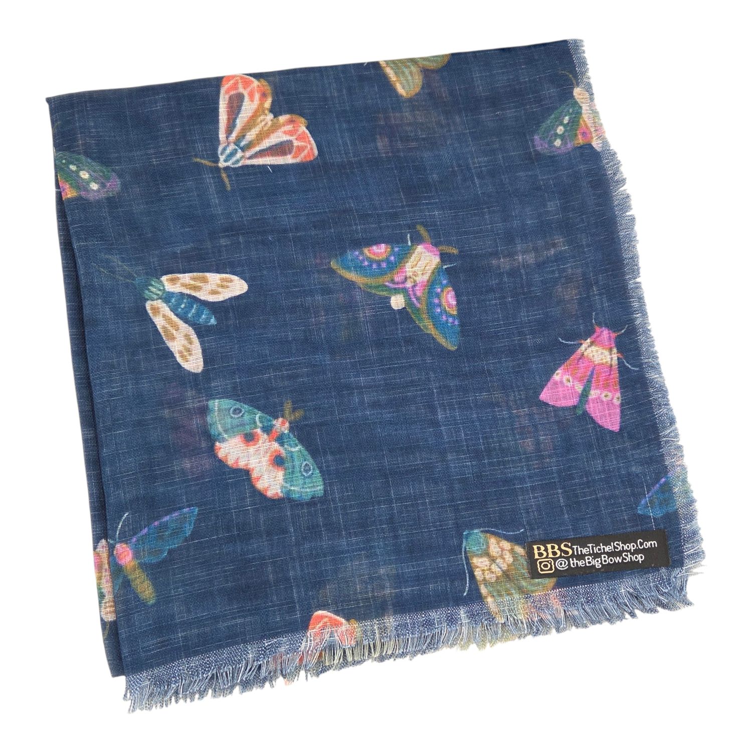 Dark denim - butterfly - soft fringes tichel