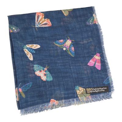 Dark denim - butterfly - soft fringes tichel