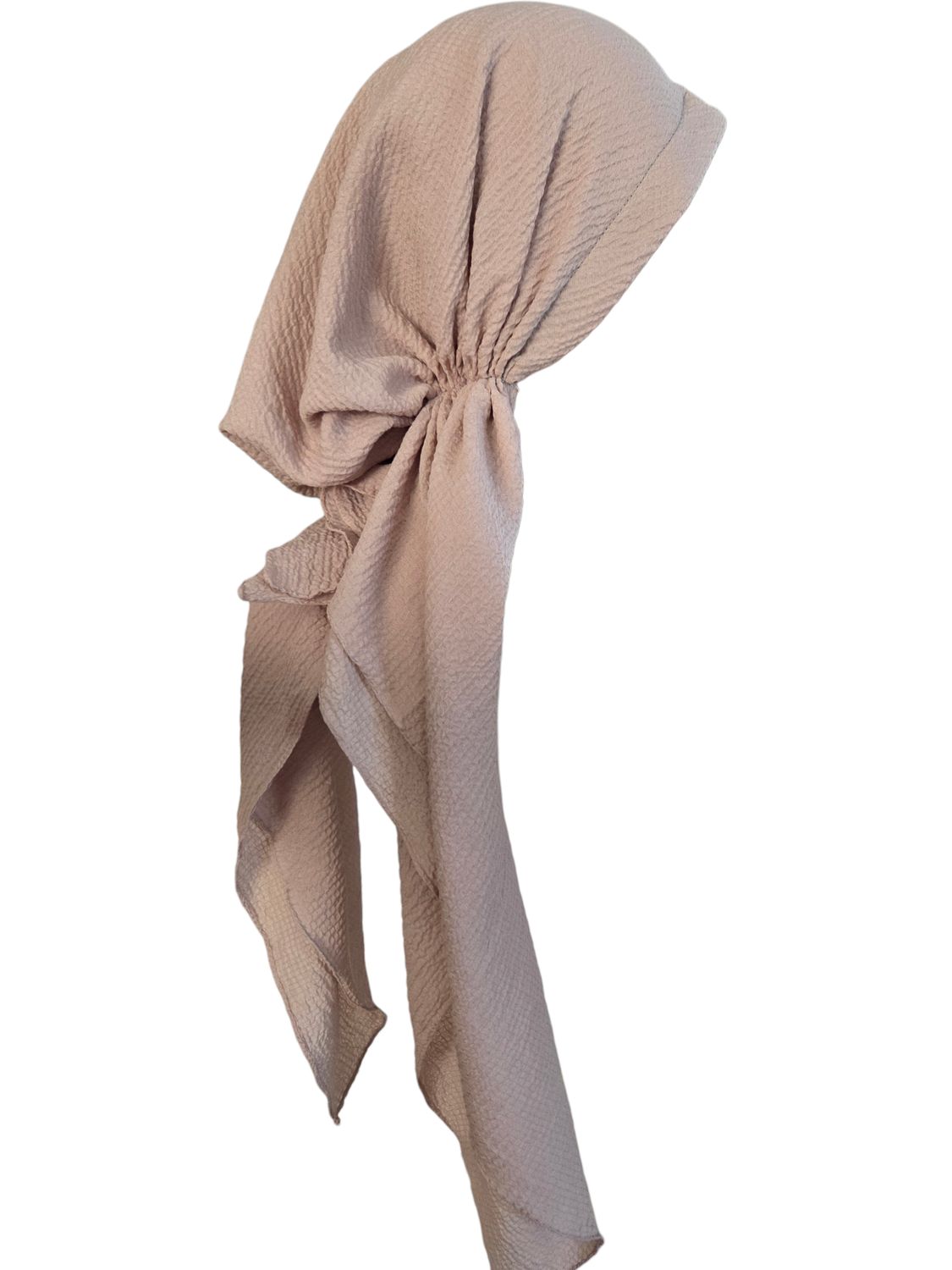 Beige textured solid pre-tied tichel