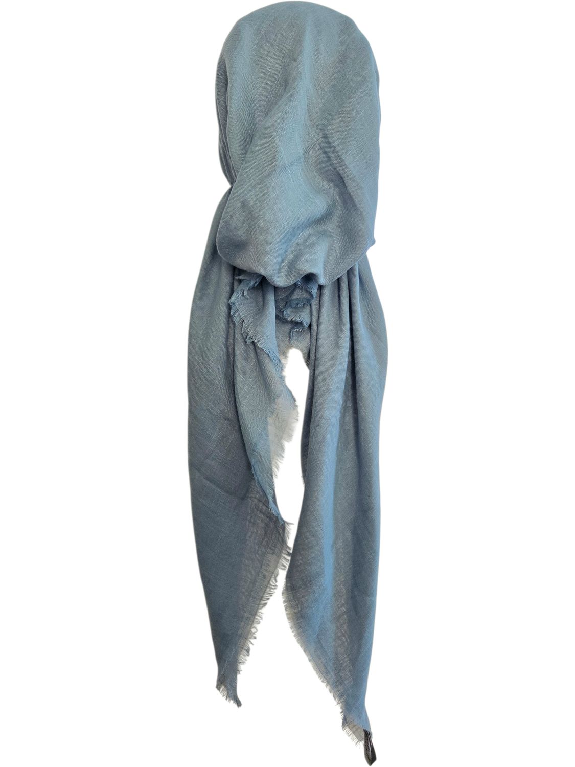 Ocean blue olive solid  - soft fringes pretied tichel