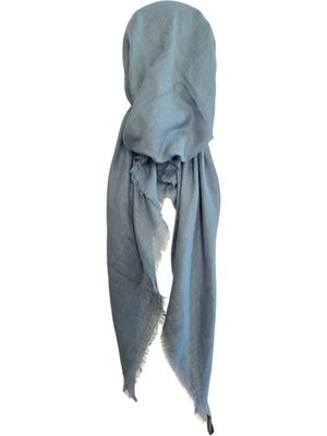 Ocean blue olive solid  - soft fringes pretied tichel