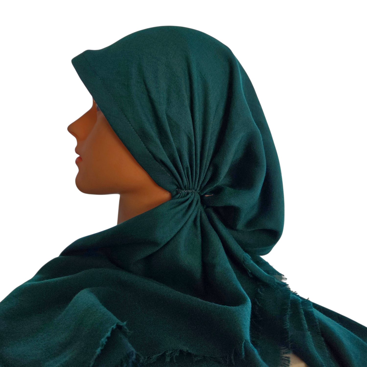 Bright green solid  - soft fringes pretied tichel