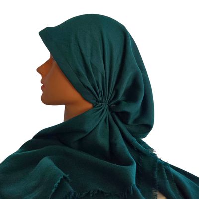 Bright green solid  - soft fringes pretied tichel