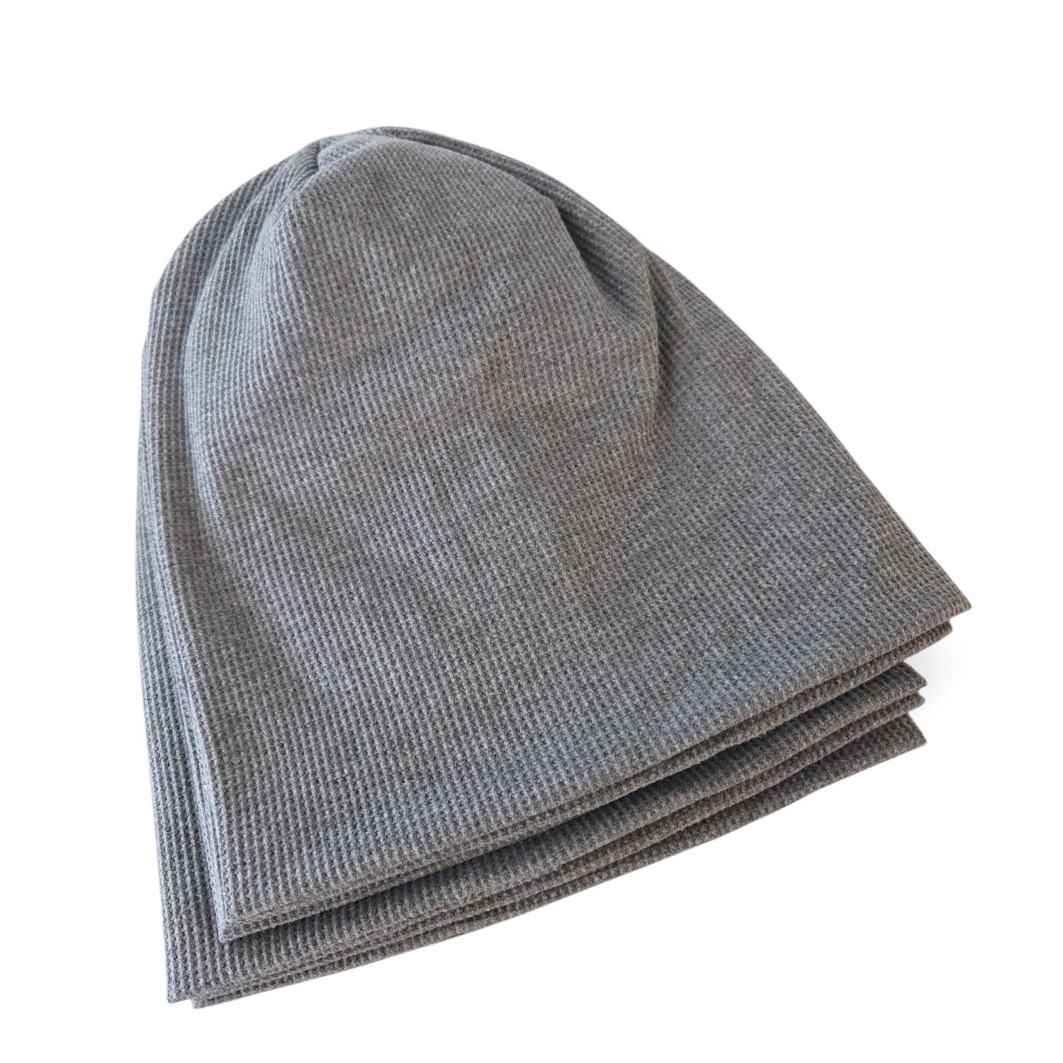 Medium gray waffle cotton beanie