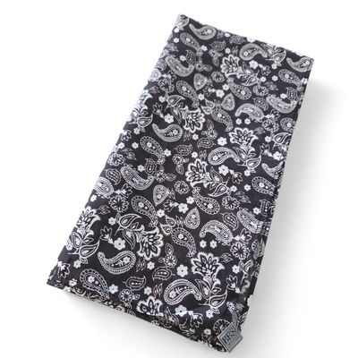 Black &amp; white paisley patterned small square tichel.
