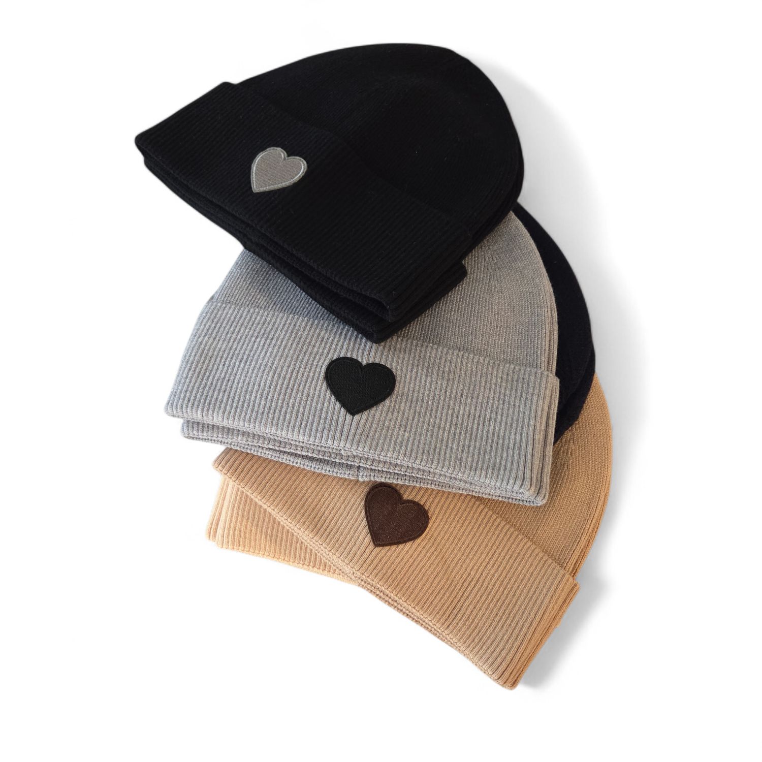 Lightweight knit ribbed fold over hat