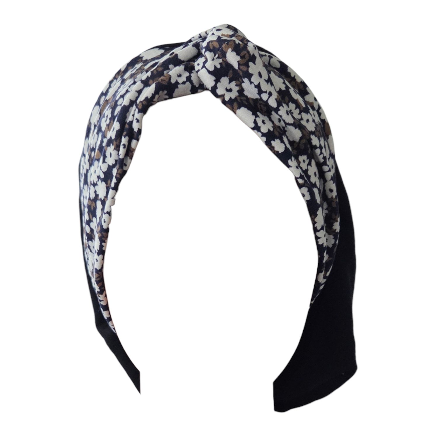 THIN - black knot snood w/ front floral design