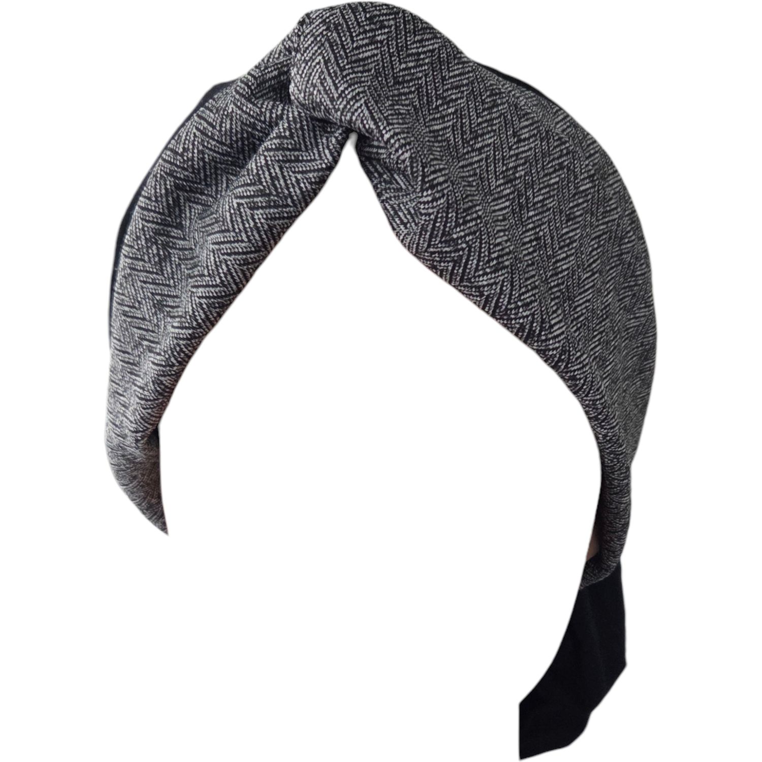 THIN - black knot snood w/ front herringbone design