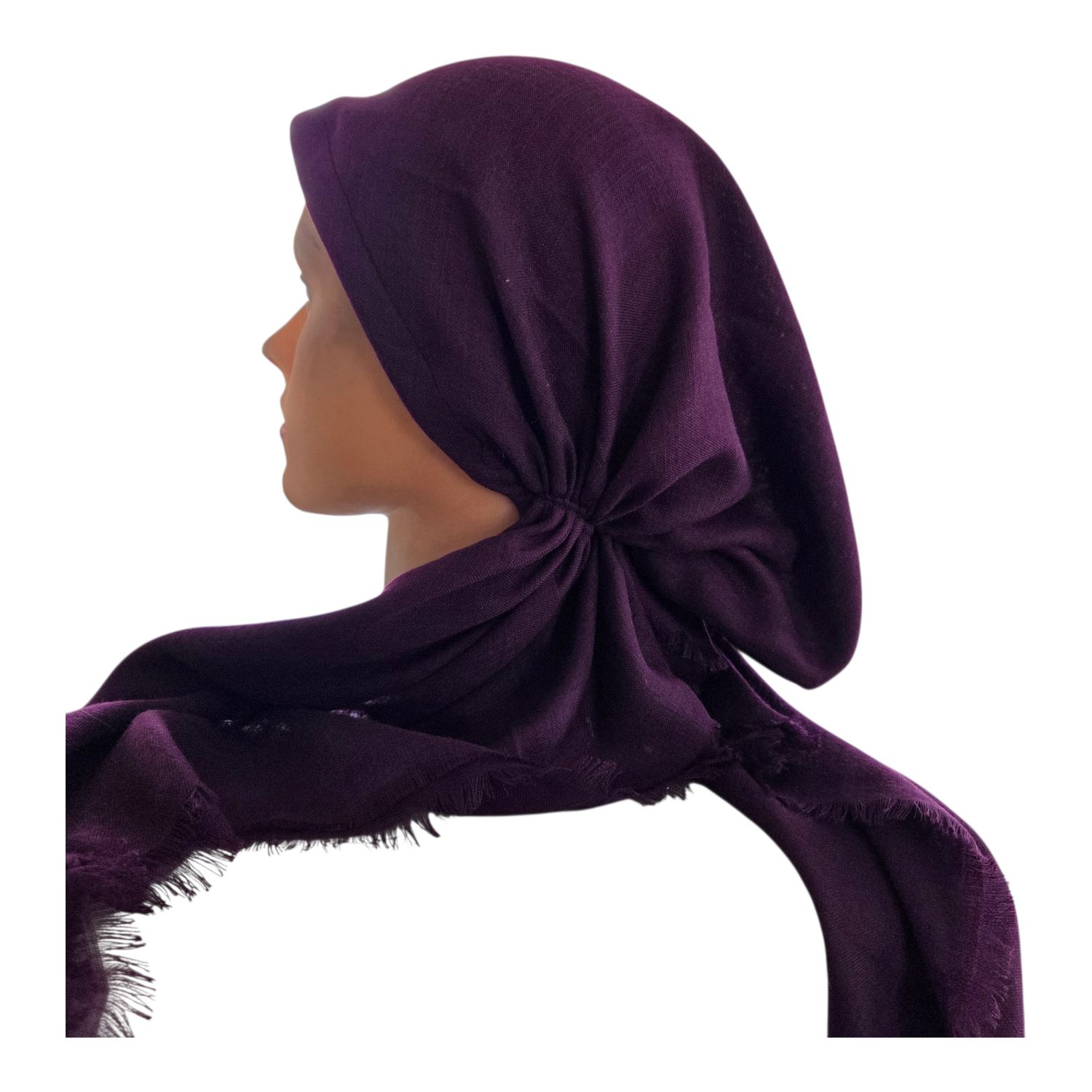 Eggplant - soft fringes pretied tichel