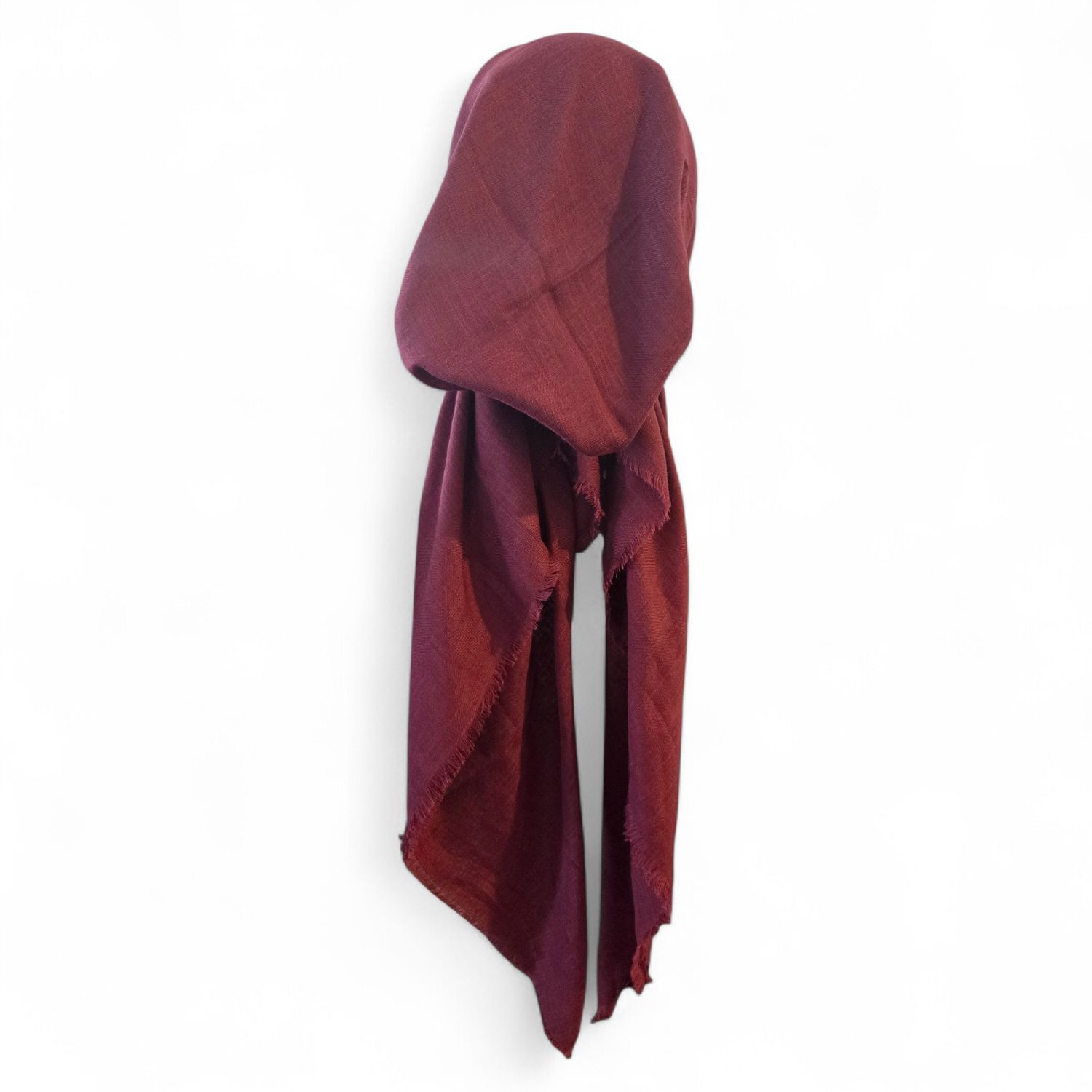 Dark berry solid  - soft fringes pretied tichel