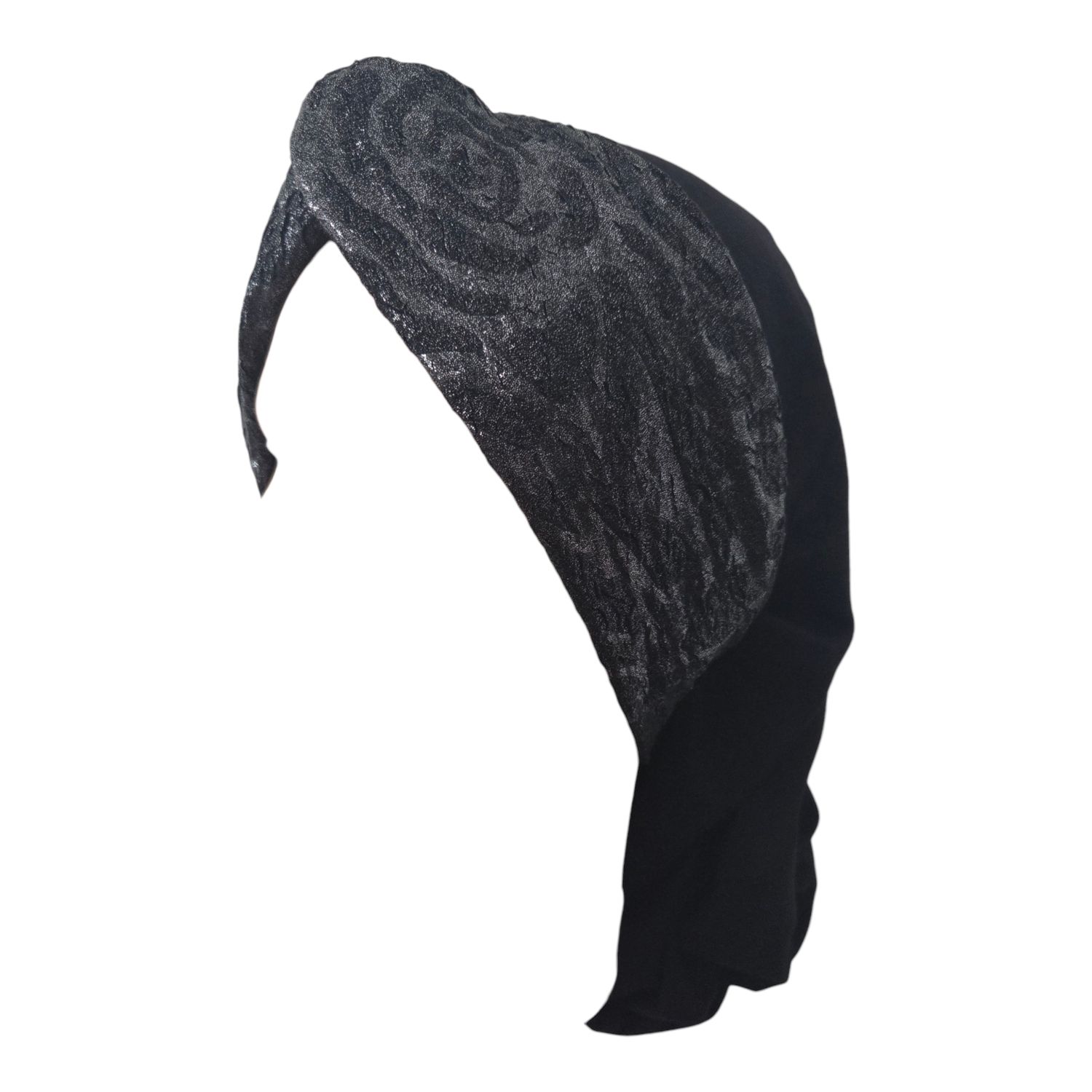 THIN - black knot snood w/ front shimmer design