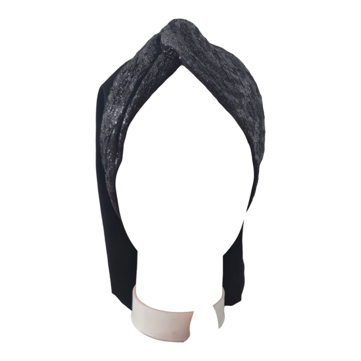 THIN - black knot snood w/ front shimmer design
