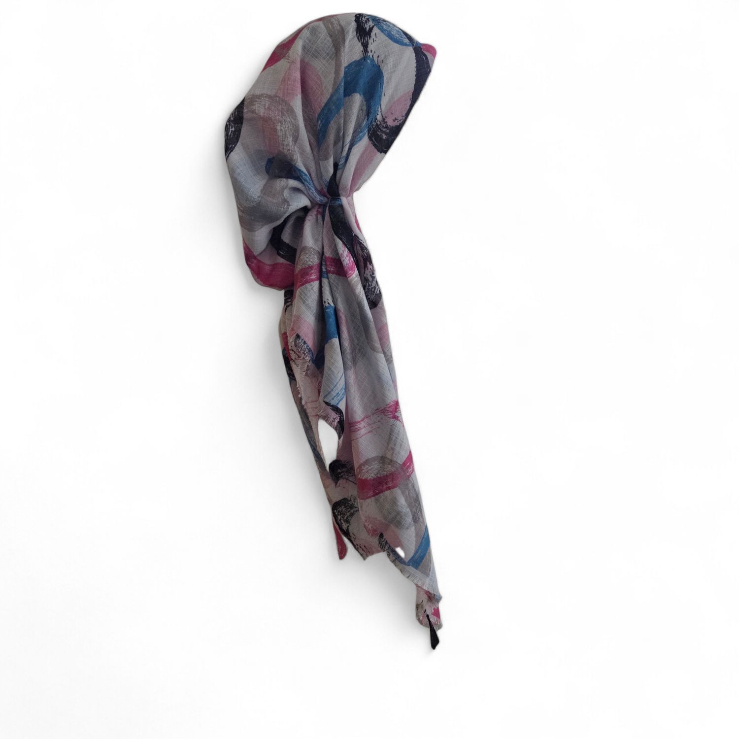 White  - Summer swirls - soft fringes pretied tichel