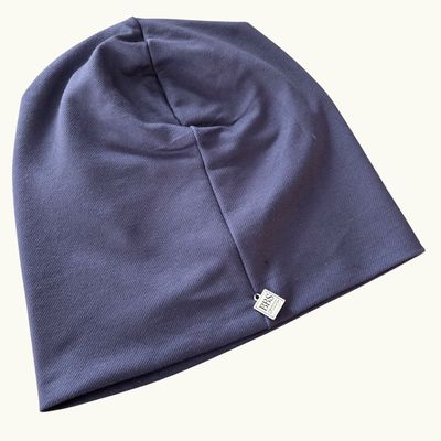 Navy denim cotton beanie
