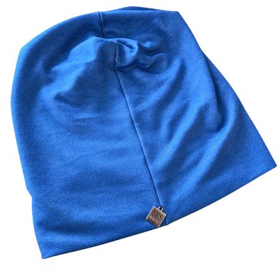 bright blue denim cotton beanie