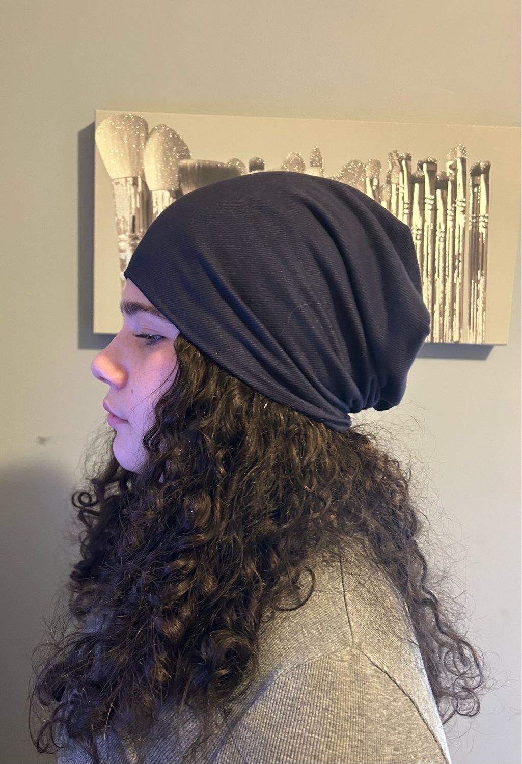 Blue denim cotton beanie