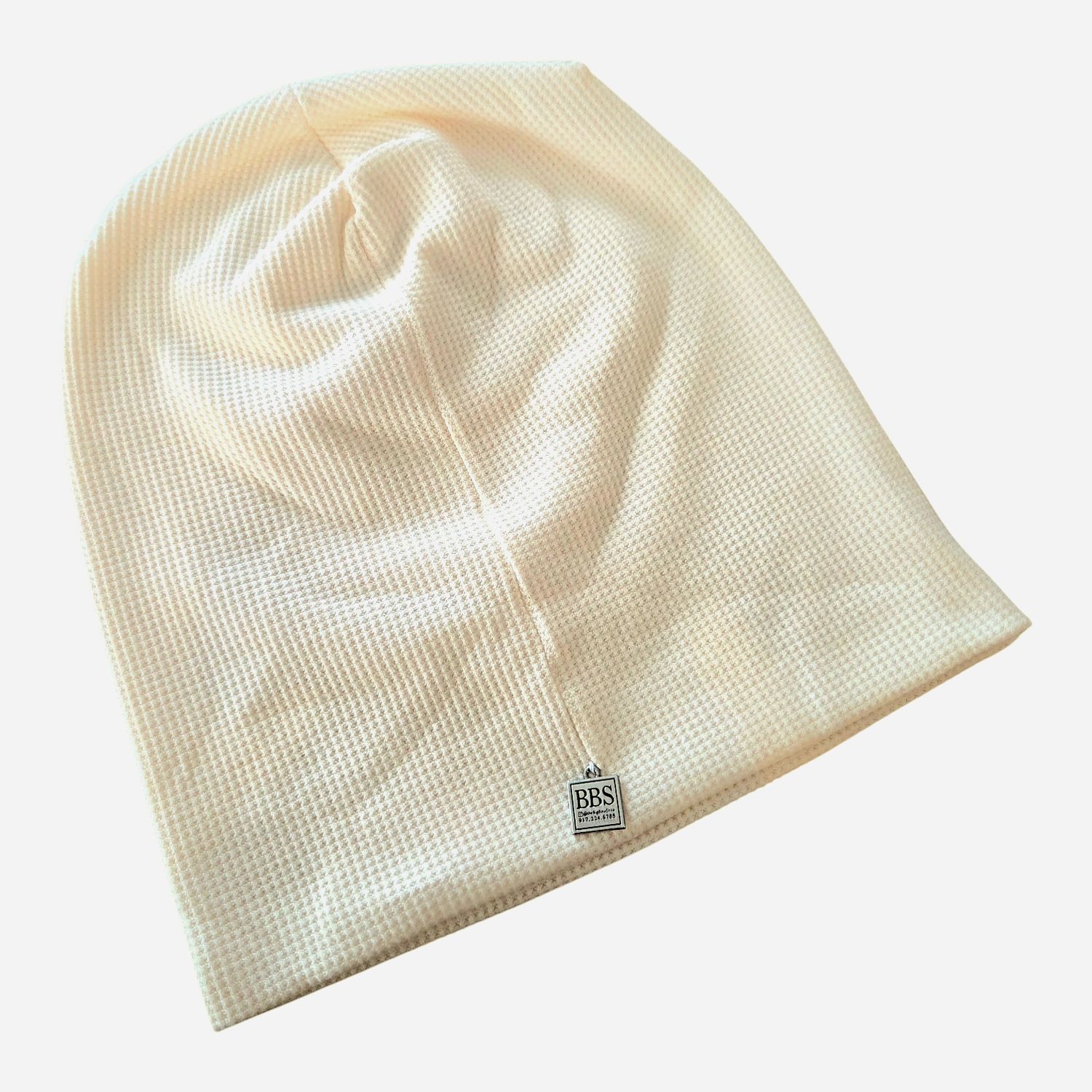 Cream waffle cotton beanie