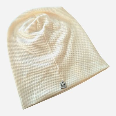 Cream waffle cotton beanie