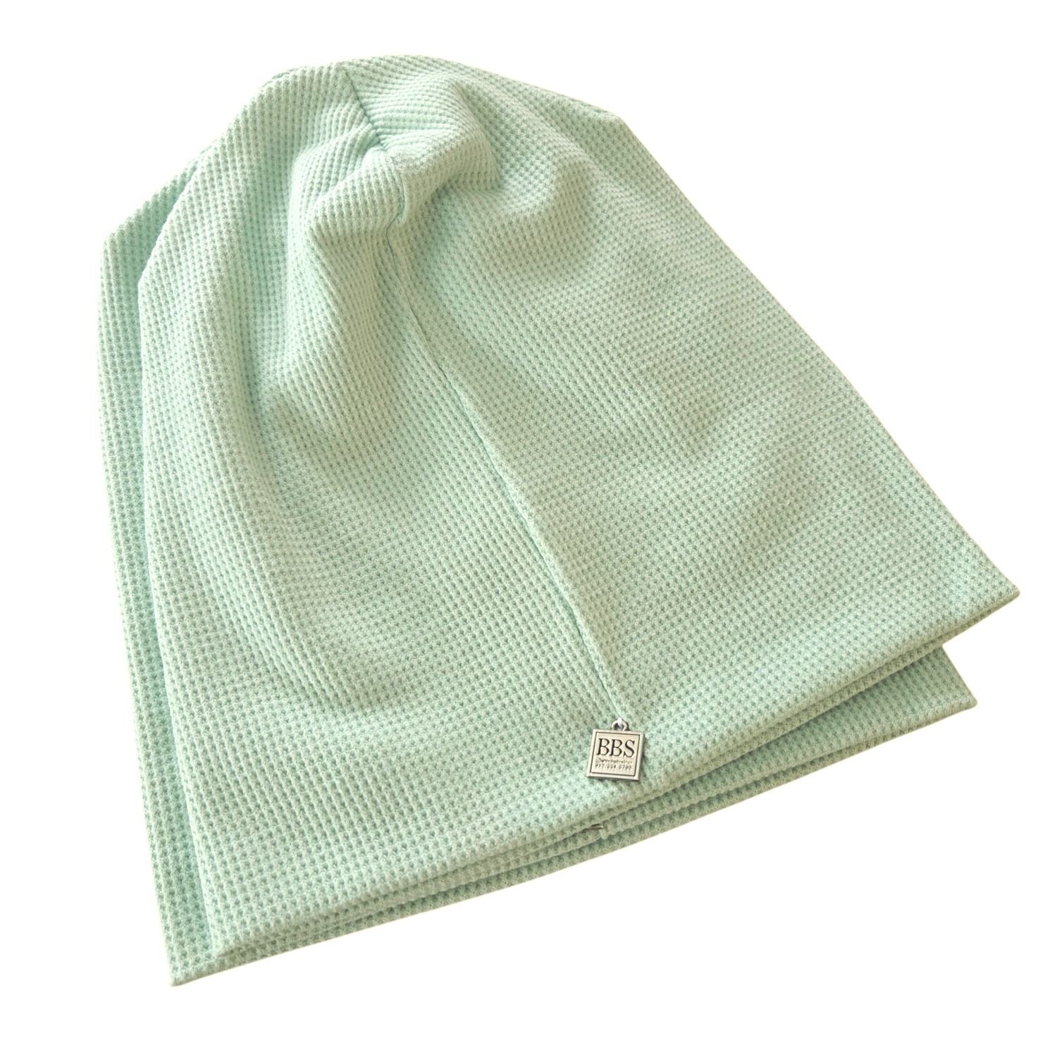 Light mint waffle cotton beanie