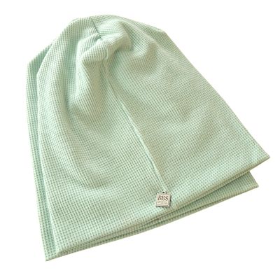 Light mint waffle cotton beanie