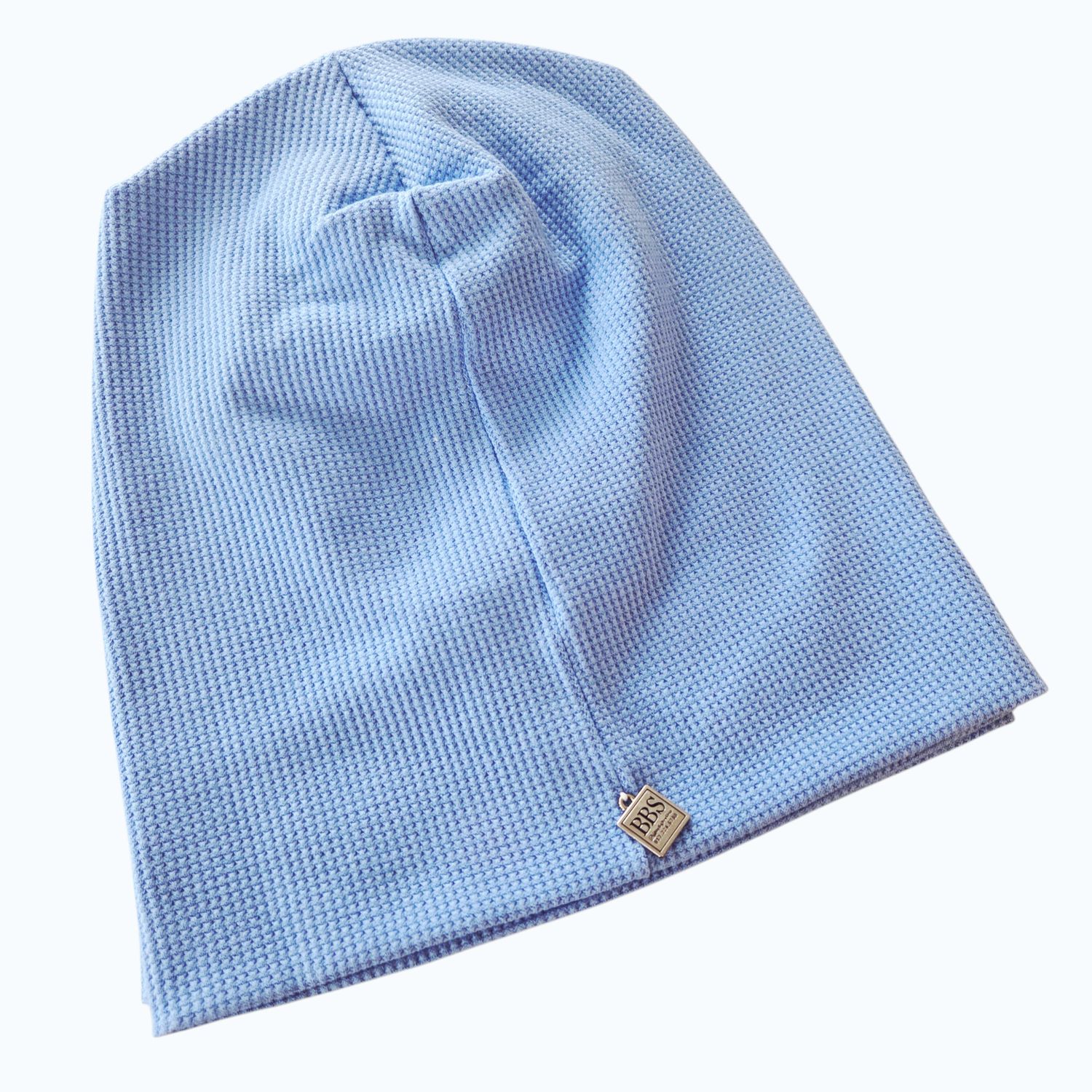 Light blue waffle cotton beanie