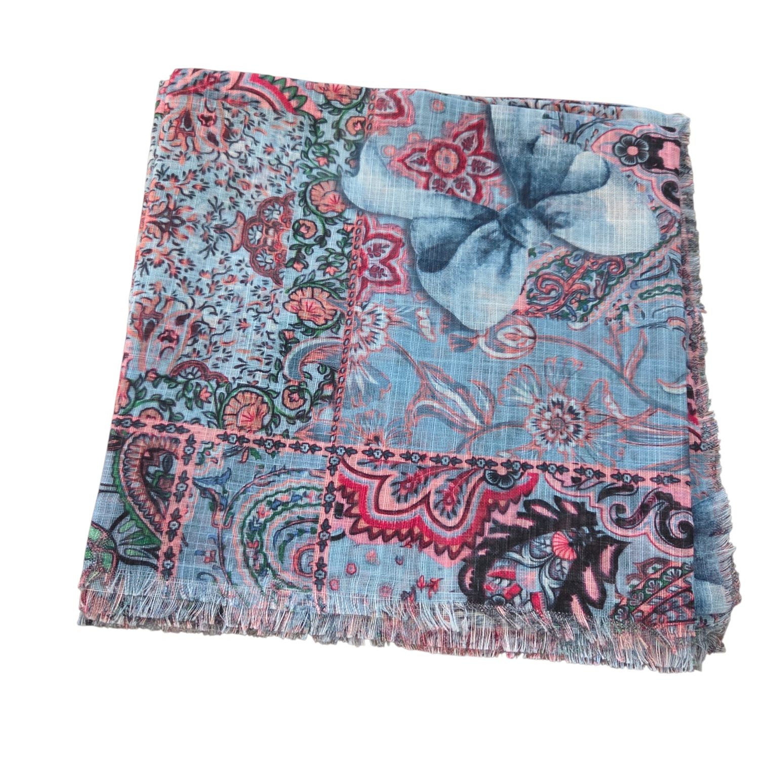 Light blue - Bows n' Colors - Soft Fringes Square Tichel