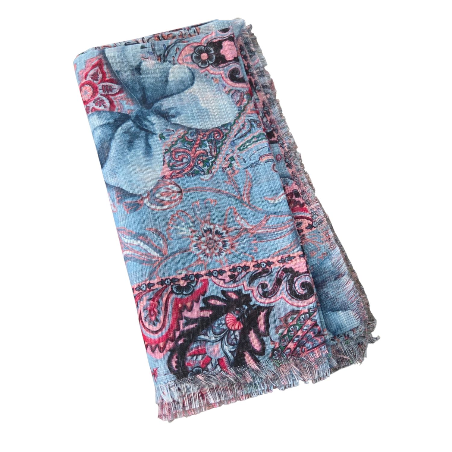 Light blue - Bows n' Colors - Soft Fringes Square Tichel