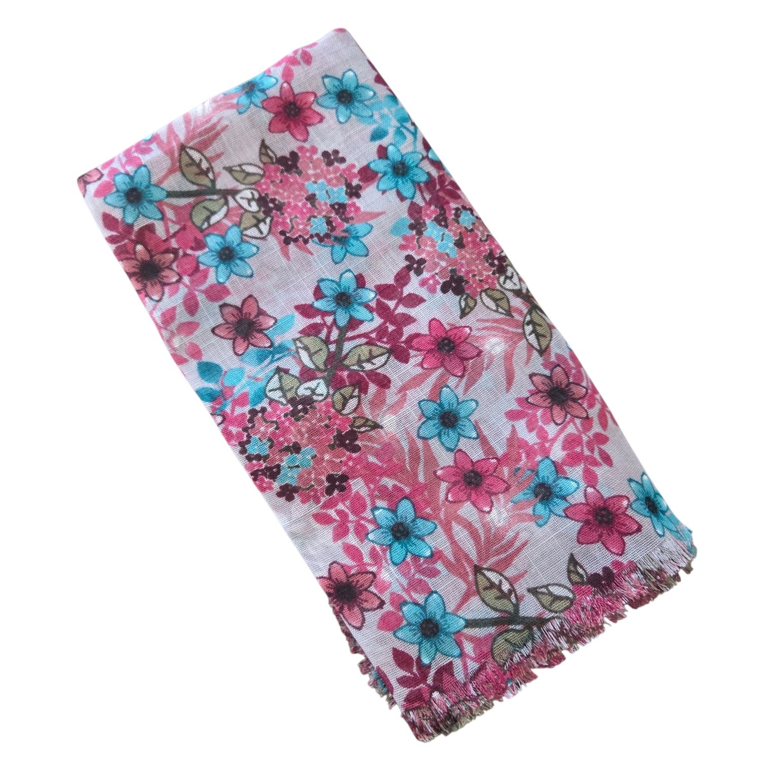 Light gray/colorful - So many flowers - Soft Fringes Square Tichel