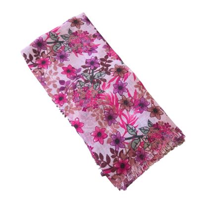 Pink/colorful - So many flowers - Soft Fringes Square Tichel