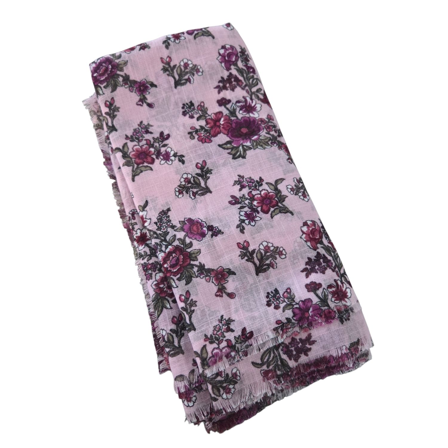Pink - So many flowers - Soft Fringes Square Tichel