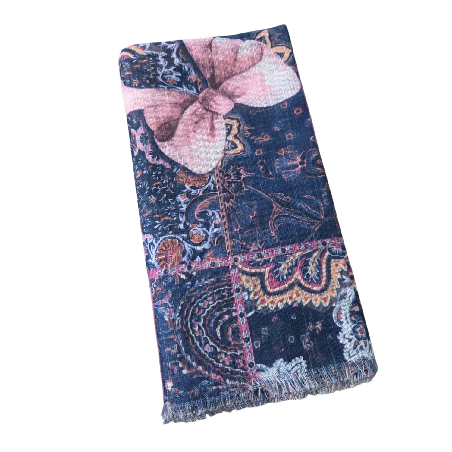 Blue - Bows n' Colors - Soft Fringes Square Tichel