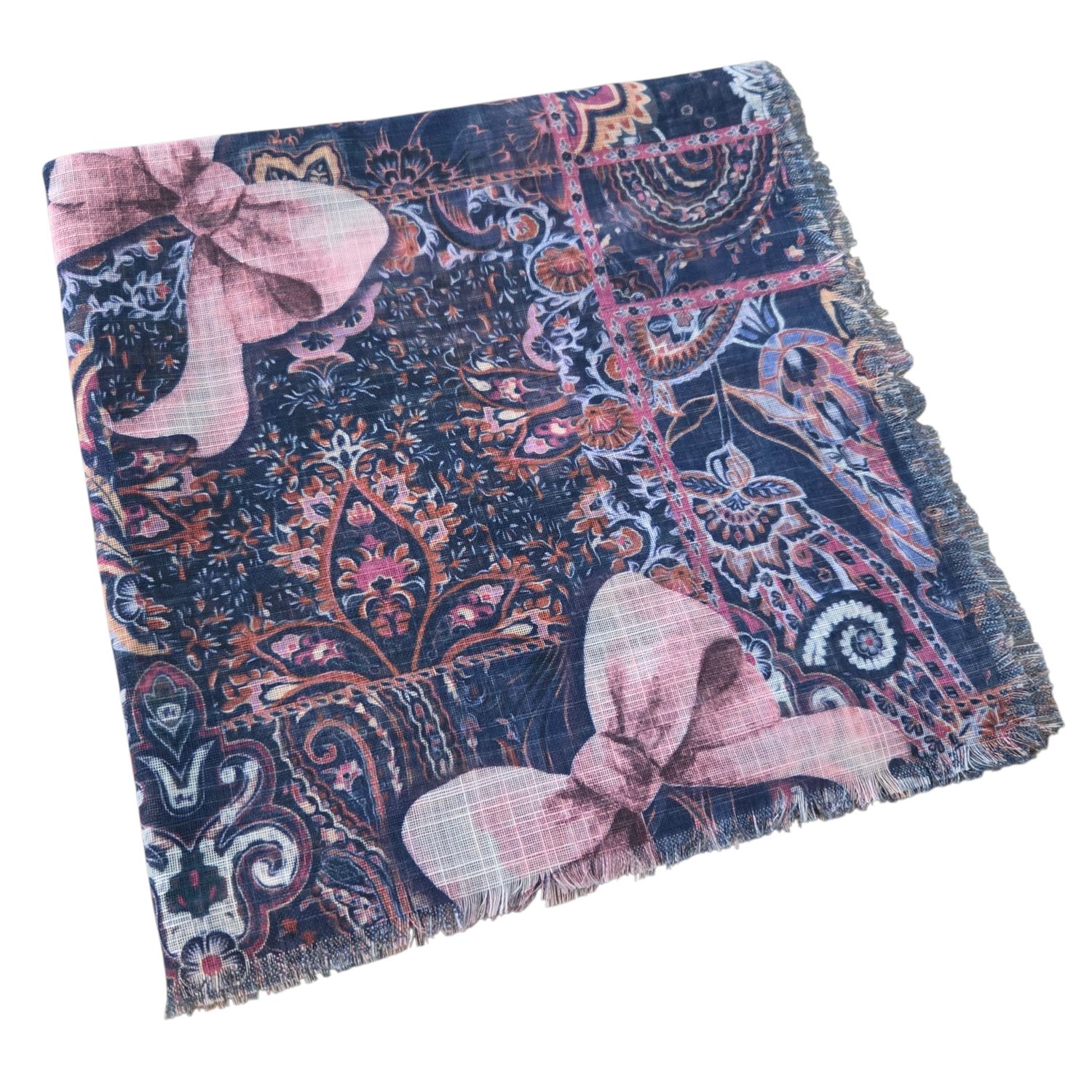 Blue - Bows n' Colors - Soft Fringes Square Tichel