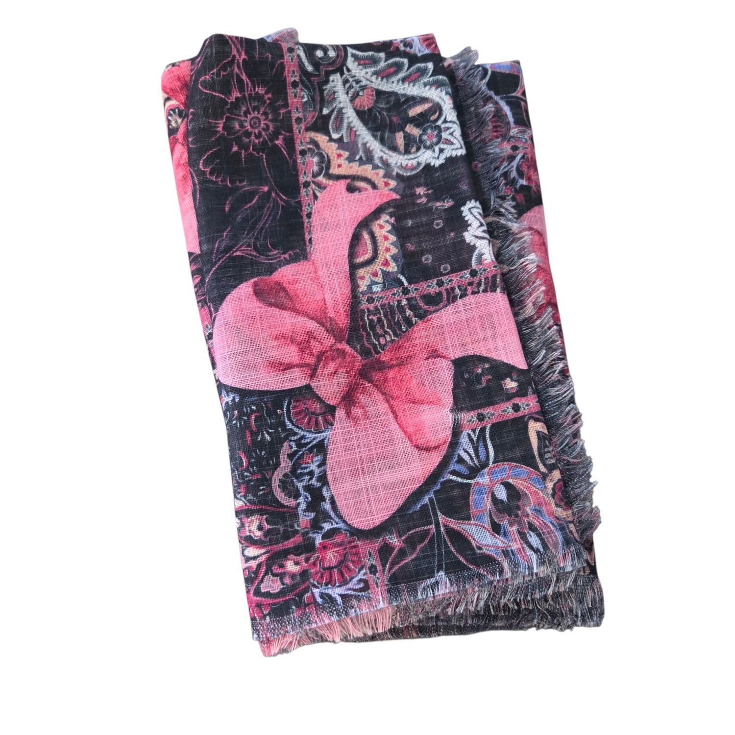 Black - Bows n' Colors - Soft Fringes Square Tichel