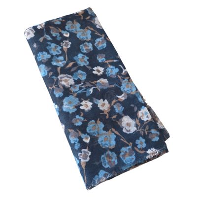 Blue - So many flowers - Soft Fringes Square Tichel