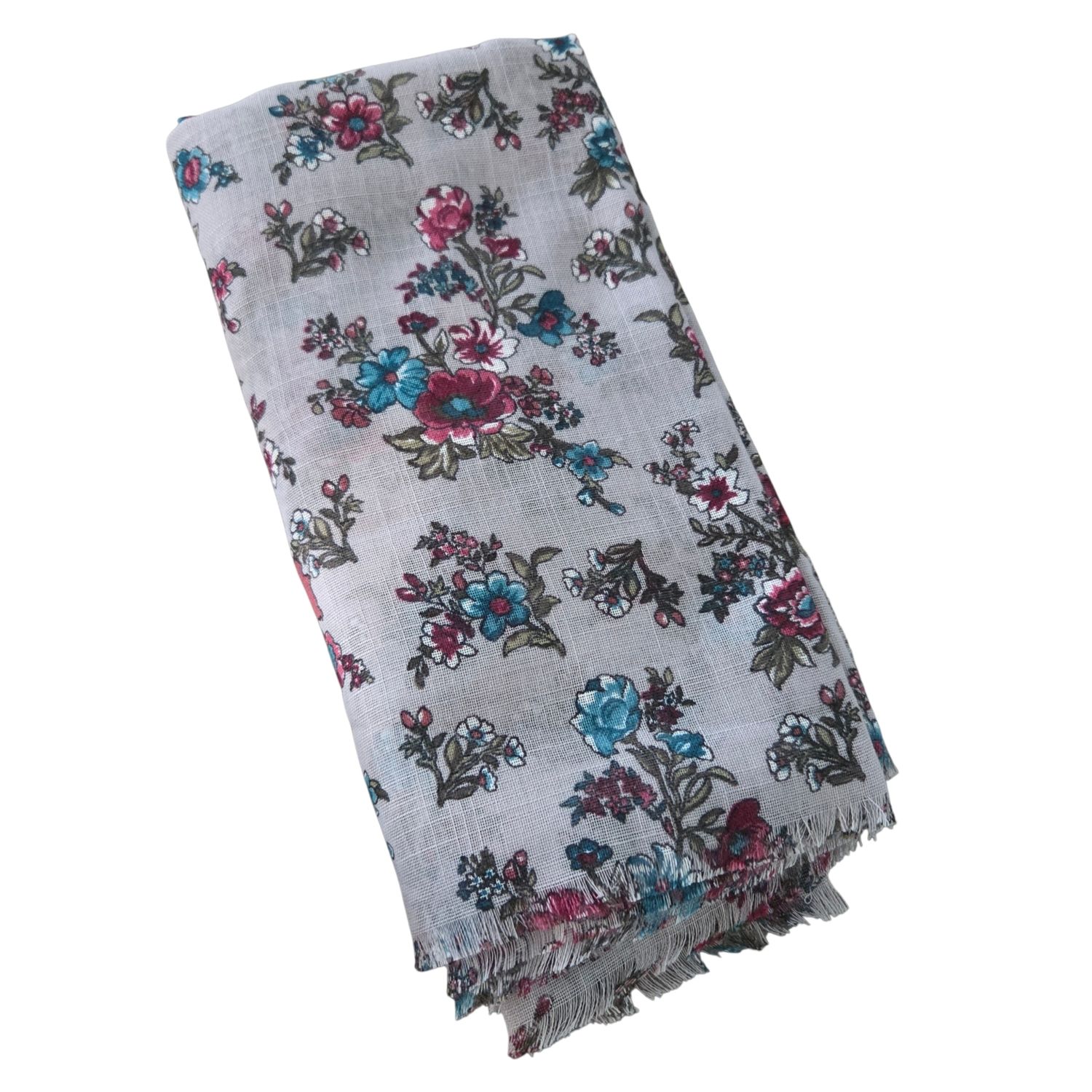 Light gray - So many flowers - Soft Fringes Square Tichel