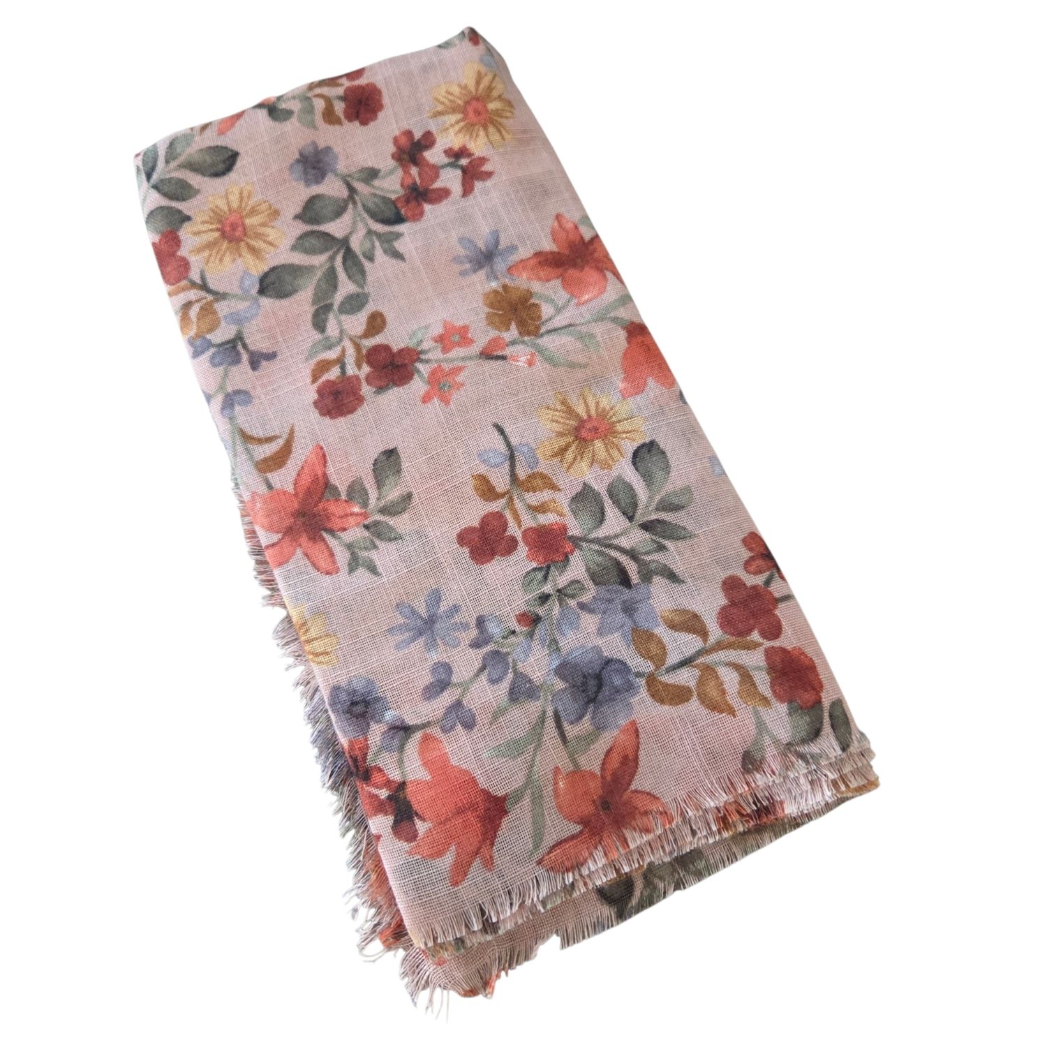 Peachy mocha - So many flowers - Soft Fringes Square Tichel