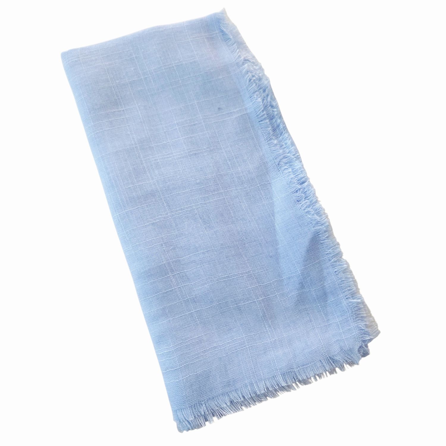 Solid soft fringed tichel - baby blue 