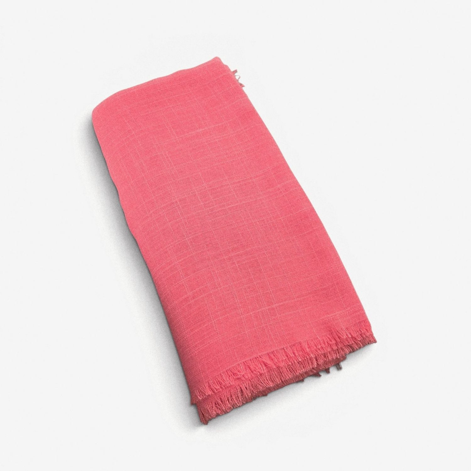 Solid soft fringed tichel - coral 