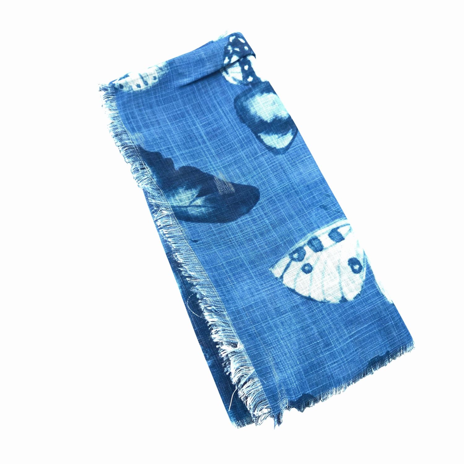 Blue  - yay summer butterflies- soft fringed tichel