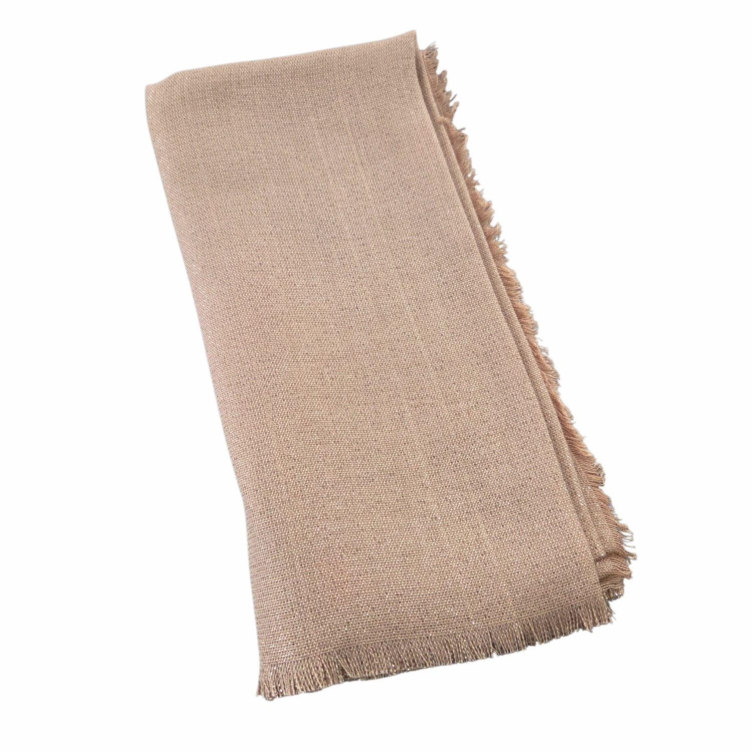 Solid slightly glittery soft fringed tichel - beige/tan