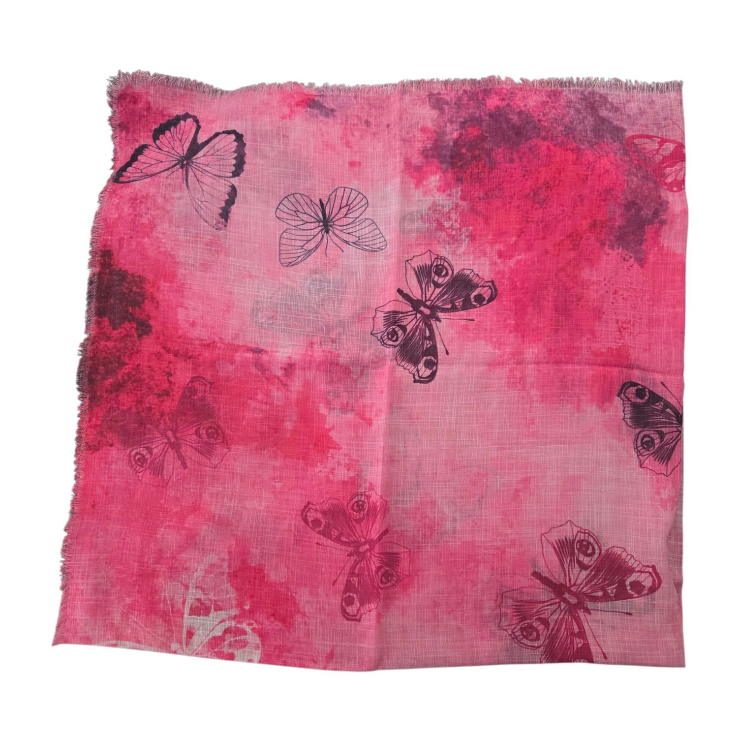 Hot pink - yay summer butterflies - soft fringed tichel