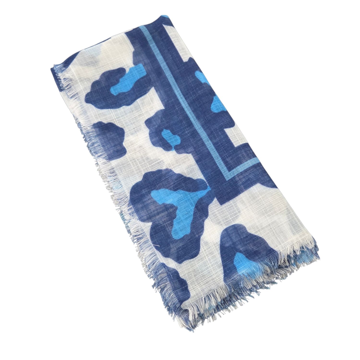White blue - yay summer - soft fringed tichel