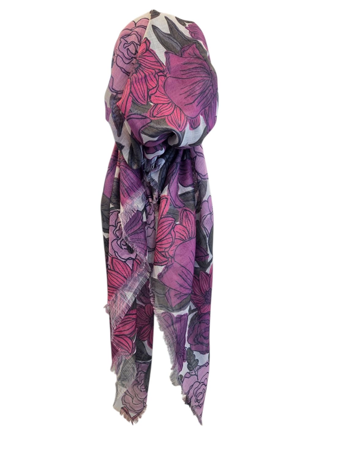 Purple Spring Flowers - soft fringes pretied tichel
